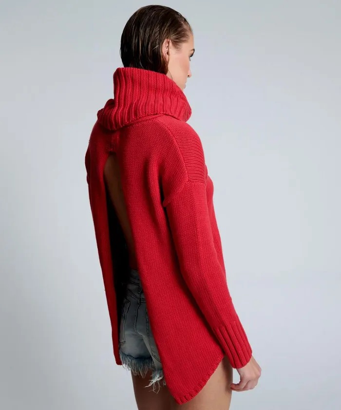 CRIMSON THICK PURE ROLL NECK SWEATER Women One Teaspoon Knitwear CRIMSON THICK PURE ROLL NECK SWEATER Women One Teaspoon Knitwear
