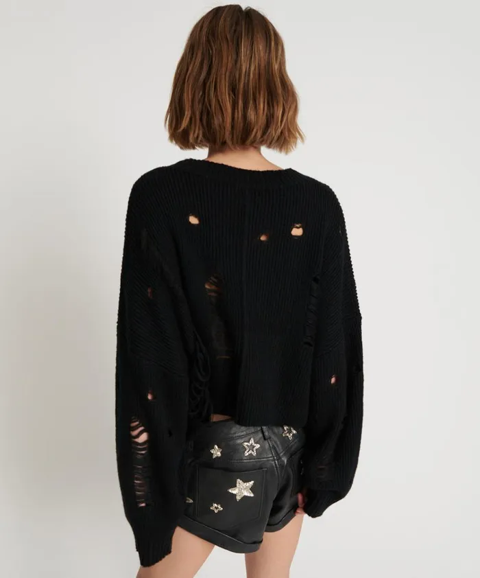 CROPPED HERCULES SHREDDED SWEATER Women One Teaspoon Knitwear CROPPED HERCULES SHREDDED SWEATER Women One Teaspoon Knitwear