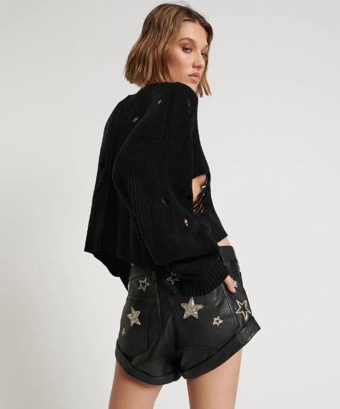 CROPPED HERCULES SHREDDED SWEATER Women One Teaspoon Knitwear CROPPED HERCULES SHREDDED SWEATER Women One Teaspoon Knitwear