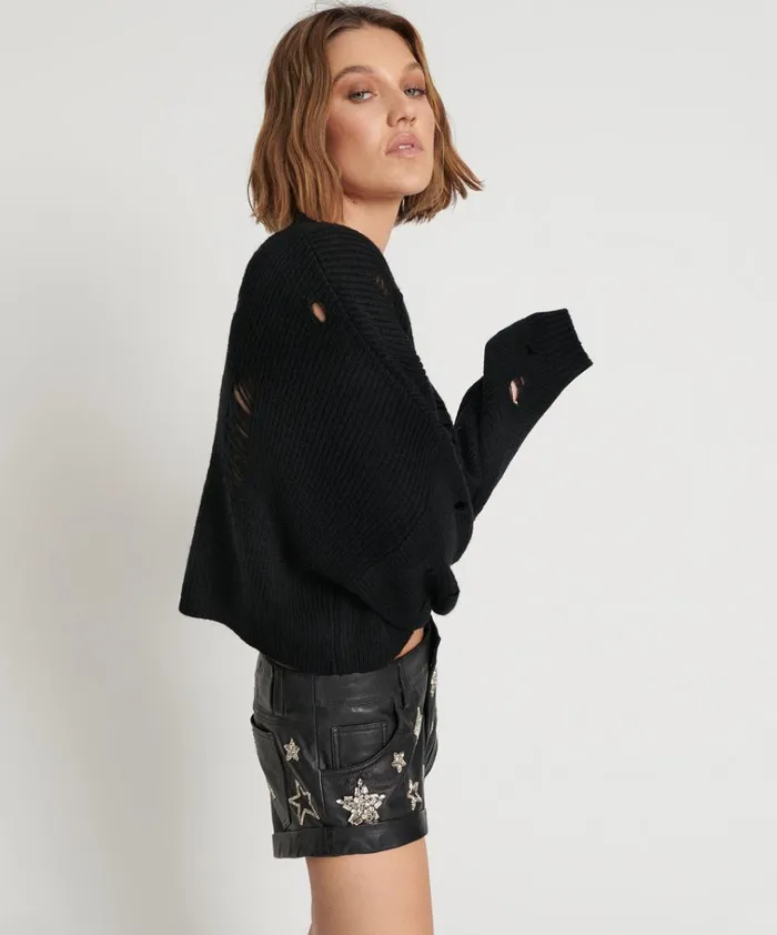 CROPPED HERCULES SHREDDED SWEATER Women One Teaspoon Knitwear CROPPED HERCULES SHREDDED SWEATER Women One Teaspoon Knitwear
