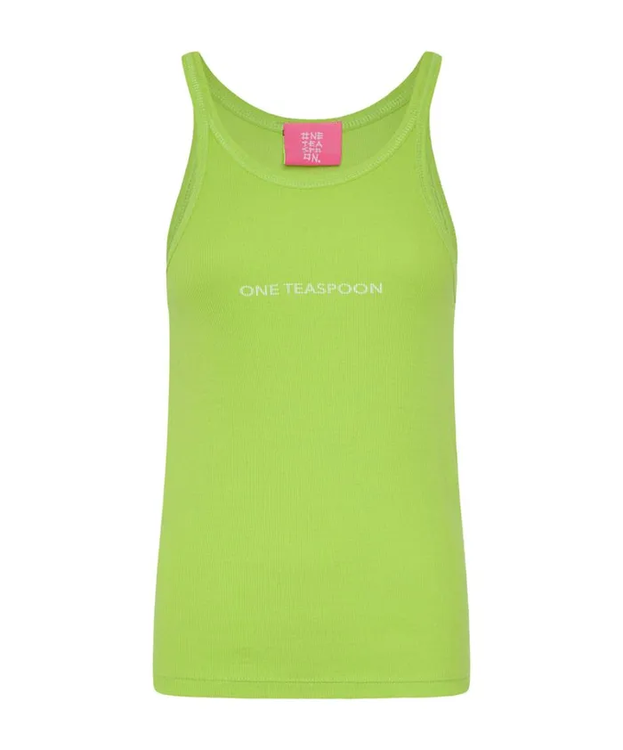 CYBER LIME ONE TEASPOON LOGO SINGLET Women One Teaspoon Tees and Tanks CYBER LIME ONE TEASPOON LOGO SINGLET Women One Teaspoon Tees and Tanks