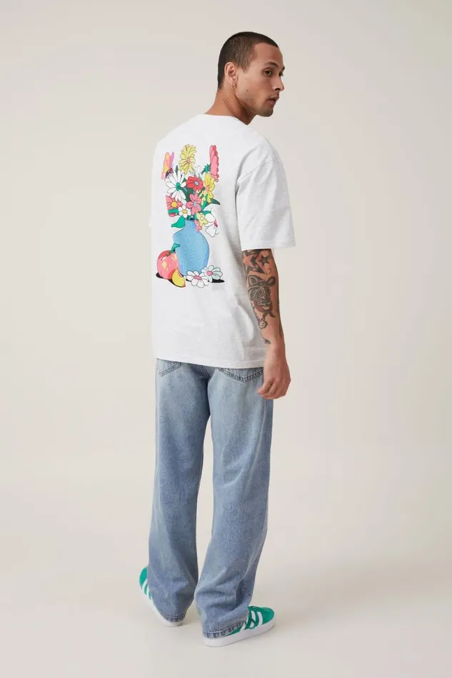 Dabsmyla Loose Fit TShirt Lcn Dab White Marle Butterfly Men Cotton On Tees and Tanks Dabsmyla Loose Fit TShirt Lcn Dab White Marle Butterfly Men Cotton On Tees and Tanks
