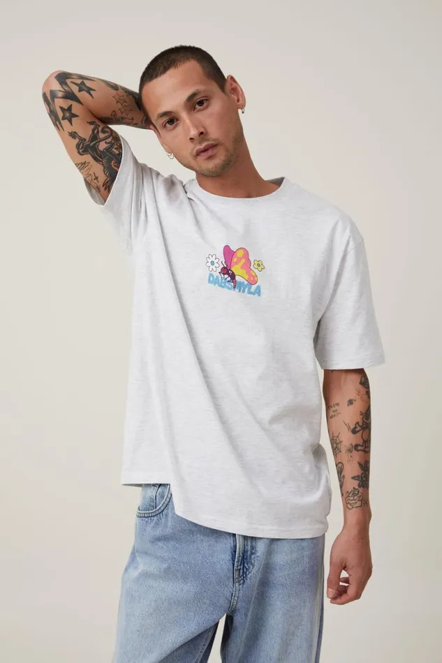 Dabsmyla Loose Fit TShirt Lcn Dab White Marle Butterfly Men Cotton On Tees and Tanks Dabsmyla Loose Fit TShirt Lcn Dab White Marle Butterfly Men Cotton On Tees and Tanks