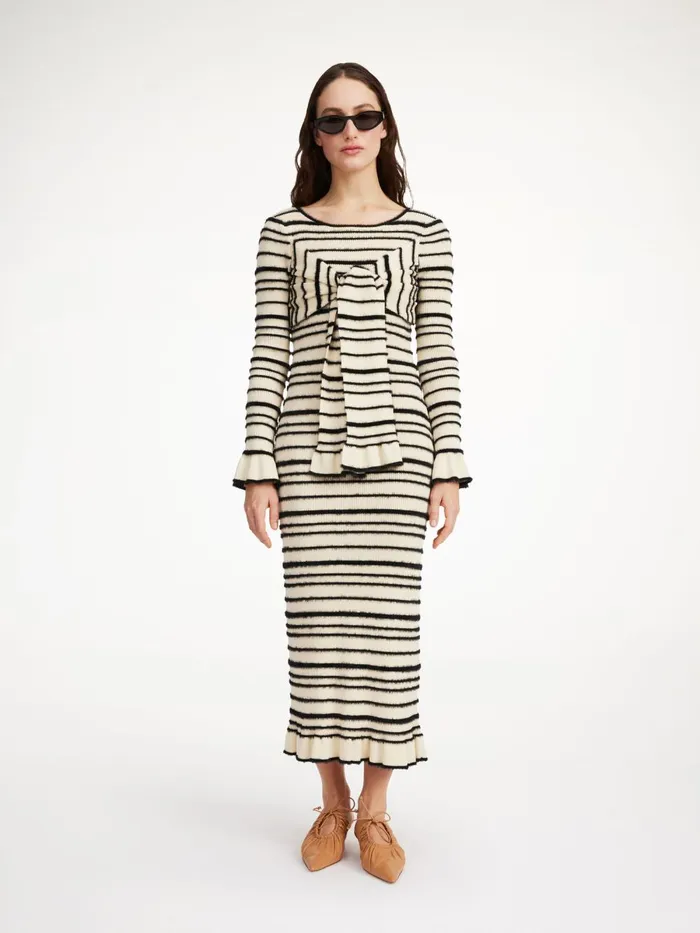 Damira Maxi Dress Black Stripe Women By Malene Birger Knitwear