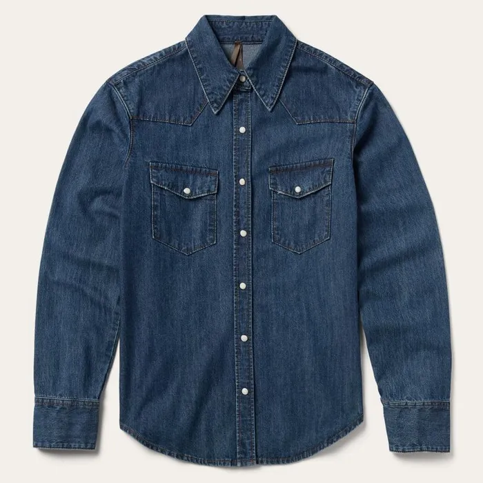 Dark Denim Snap Western Shirt Blue Women Stetson Western Shirts