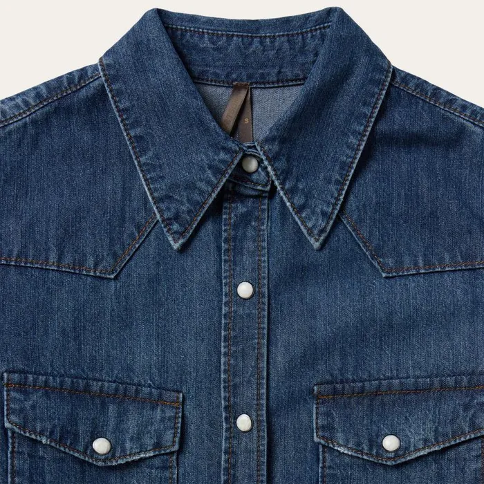 Dark Denim Snap Western Shirt Blue Women Stetson Western Shirts