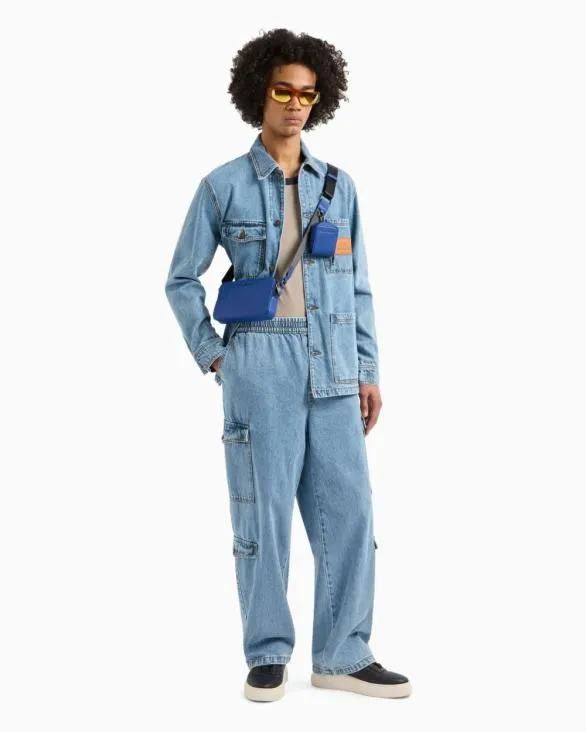 Denim Jacket With Logo Patch Blue Men Armani Matching Sets Denim Jacket With Logo Patch Blue Men Armani Matching Sets