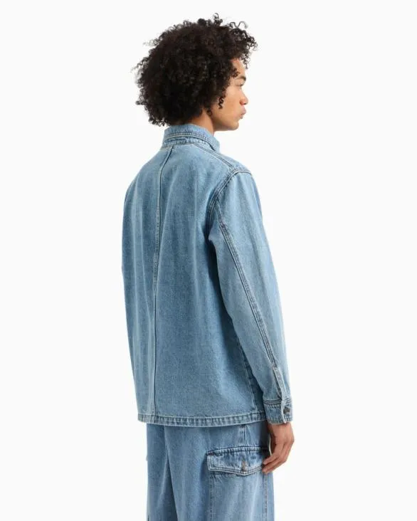 Denim Jacket With Logo Patch Blue Men Armani Matching Sets Denim Jacket With Logo Patch Blue Men Armani Matching Sets