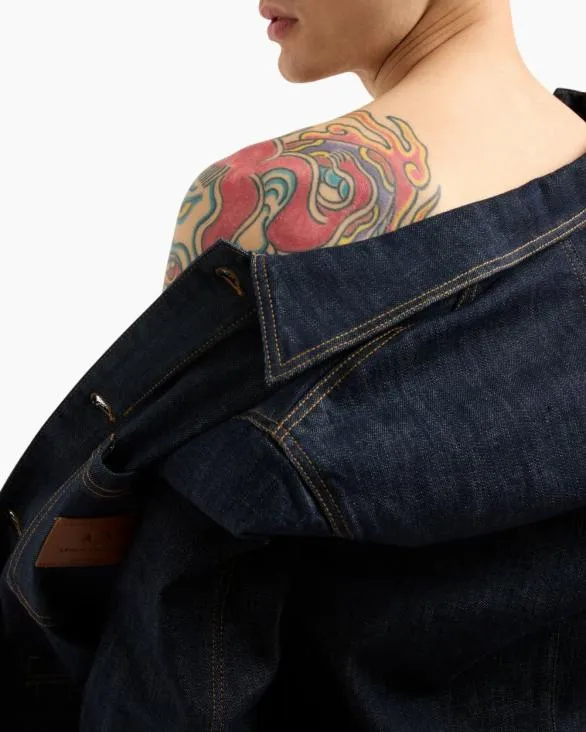 Denim Jacket With Logo Patch Blue Men Armani Matching Sets Denim Jacket With Logo Patch Blue Men Armani Matching Sets
