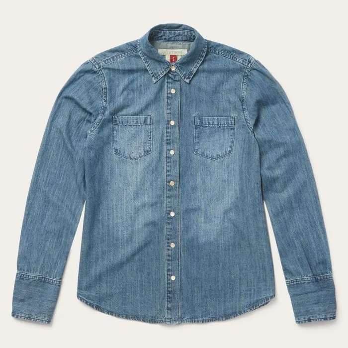 Denim Snap Front Western Shirt Blue Women Stetson Denim Shirts