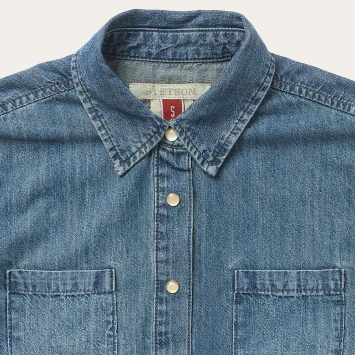 Denim Snap Front Western Shirt Blue Women Stetson Denim Shirts