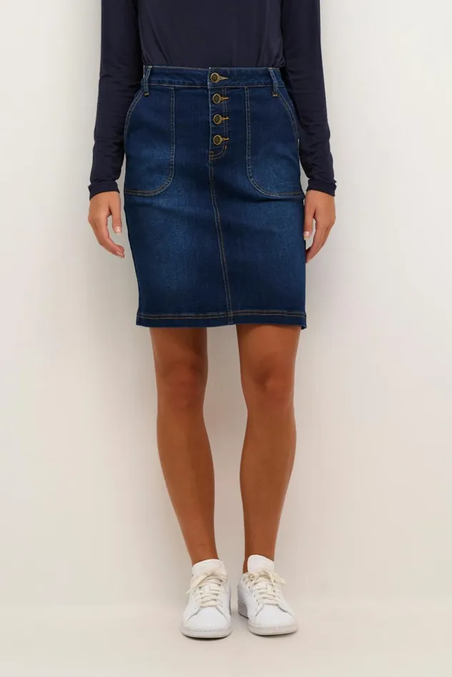 Denim Styles Women CULTURE CUbriana Denim Skirt Dark Blue Wash