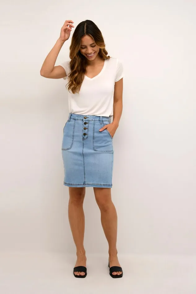 Denim Styles Women CULTURE CUbriana Denim Skirt Light Blue Wash