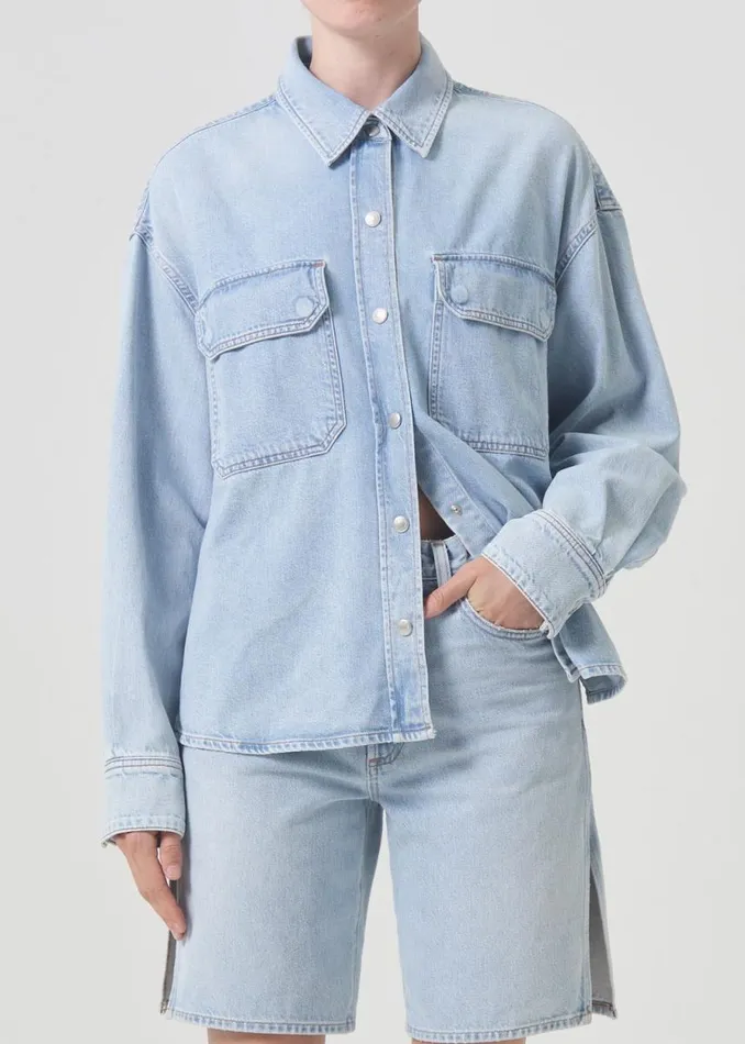 Denim Women Agolde Gwen Slice Shirt In Tension