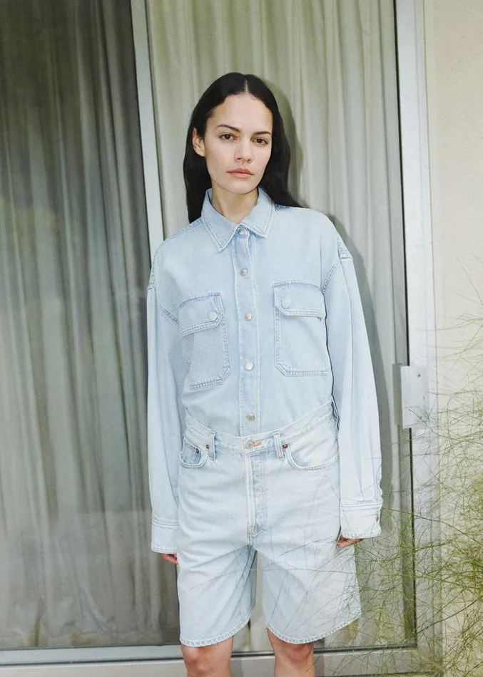 Denim Women Agolde Gwen Slice Shirt In Tension