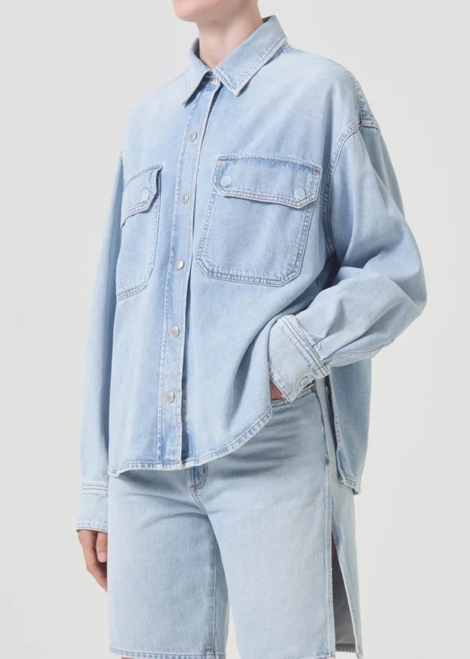 Denim Women Agolde Gwen Slice Shirt In Tension
