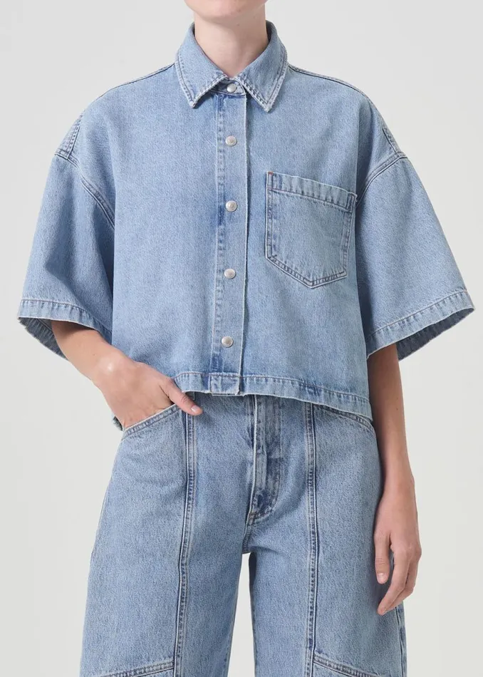 Denim Women Agolde Rona Box Shirt In Effect