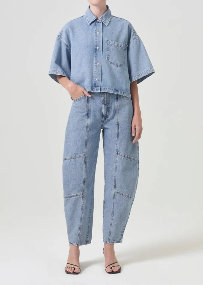 Denim Women Agolde Rona Box Shirt In Effect