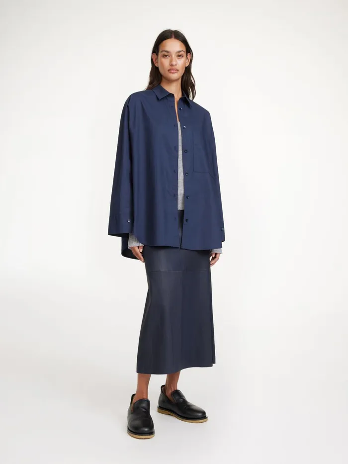 Derris Organic Cotton Shirt Navy Blazer Women By Malene Birger Shirts