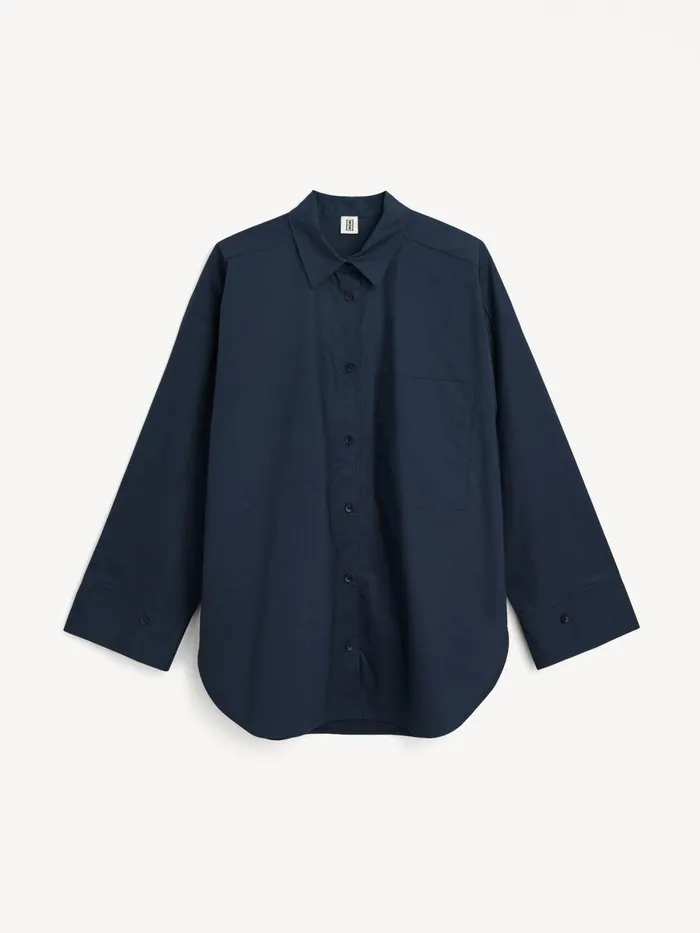 Derris Organic Cotton Shirt Navy Blazer Women By Malene Birger Shirts