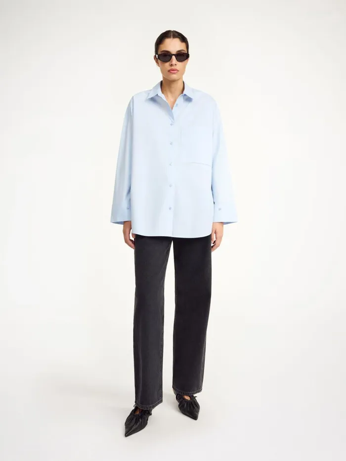 Derris Organic Cotton Shirt Periwinkle Blue Women By Malene Birger Shirts