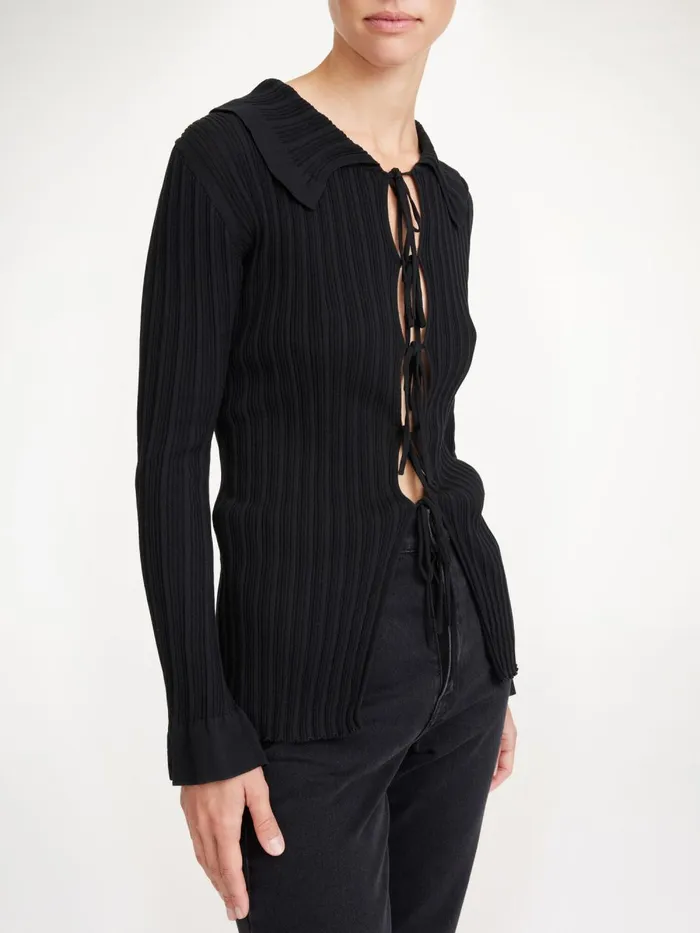 Devora RibKnit Cardigan Black Women By Malene Birger Knitwear