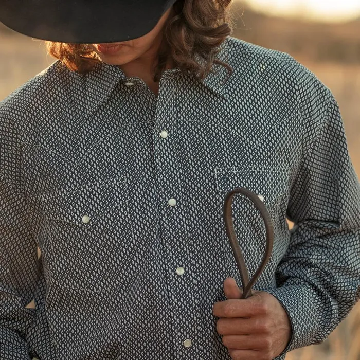 Diamond Geo Western Shirt Blue Men Stetson Classic Cut