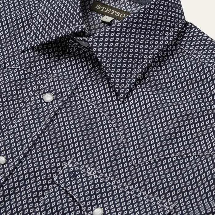 Diamond Geo Western Shirt Blue Men Stetson Classic Cut