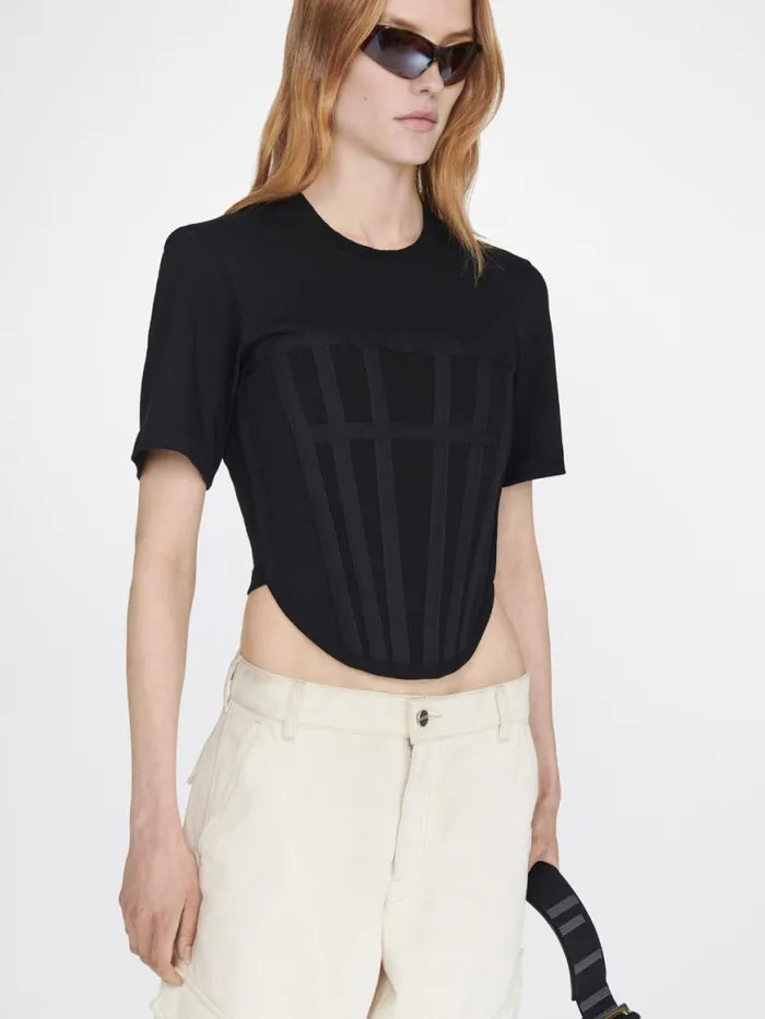 Dion Lee Tops CORSET TEE Black 8211 UnisexShop