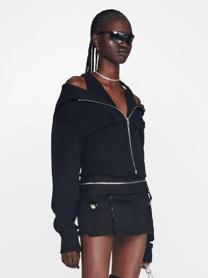Dion Lee Tops LAYERED CORSET HOODIE Black 8211 Shop
