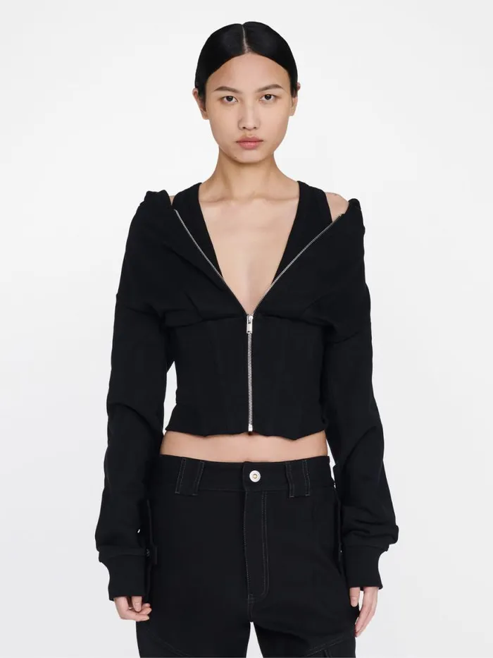 Dion Lee Tops LAYERED CORSET HOODIE Black 8211 Shop