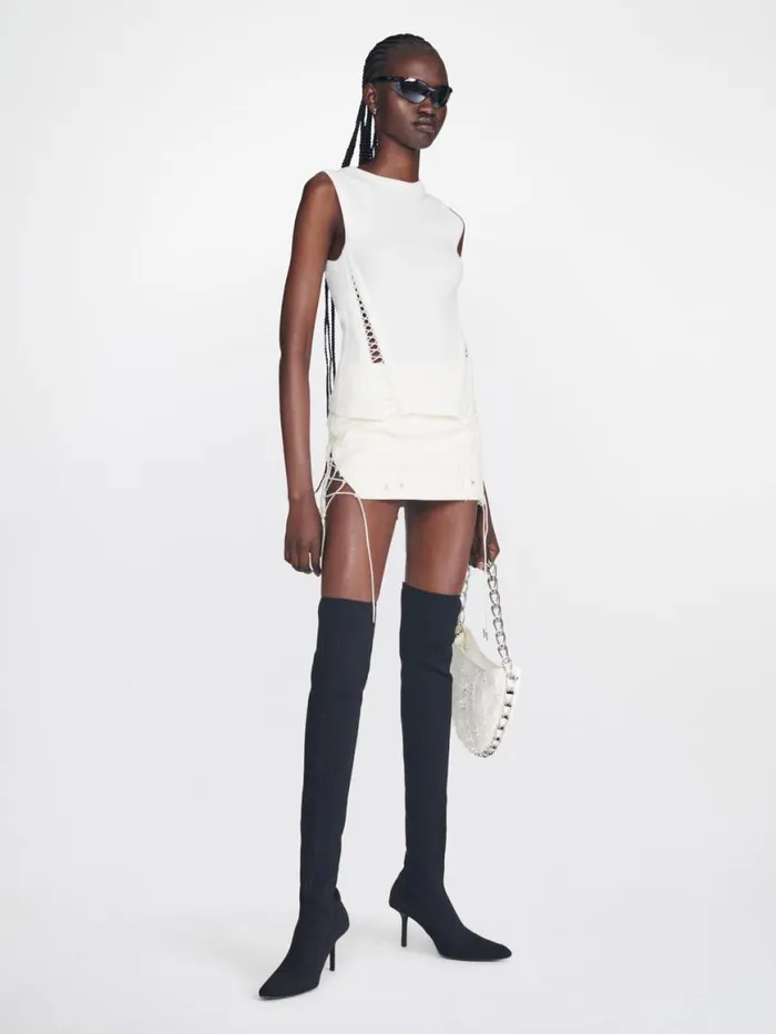 Dion Lee Tops PICOT LACE MUSCLE TEE Ivory 8211 UnisexShop