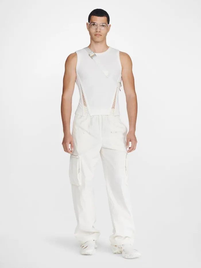 Dion Lee Tops PICOT LACE MUSCLE TEE Ivory 8211 UnisexShop
