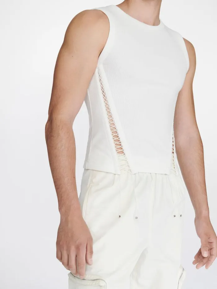 Dion Lee Tops PICOT LACE MUSCLE TEE Ivory 8211 UnisexShop