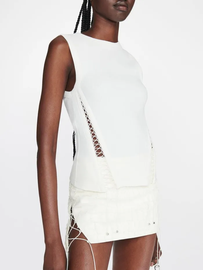 Dion Lee Tops PICOT LACE MUSCLE TEE Ivory 8211 UnisexShop