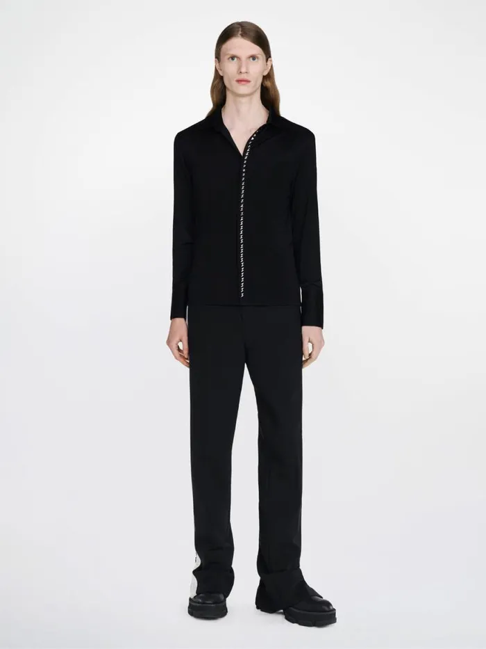 Dion Lee Tops STUDDED PLACKET SHIRT Blackivory 8211 UnisexShop