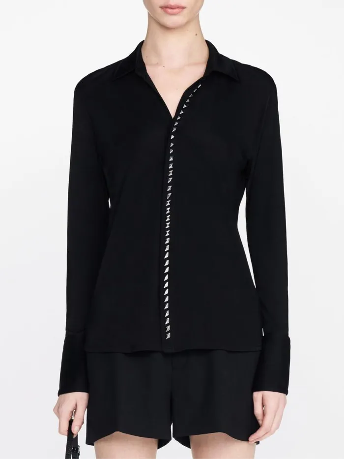 Dion Lee Tops STUDDED PLACKET SHIRT Blackivory 8211 UnisexShop
