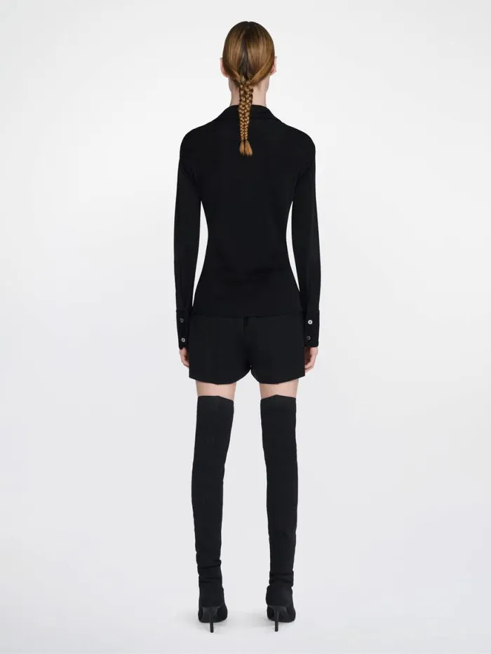 Dion Lee Tops STUDDED PLACKET SHIRT Blackivory 8211 UnisexShop