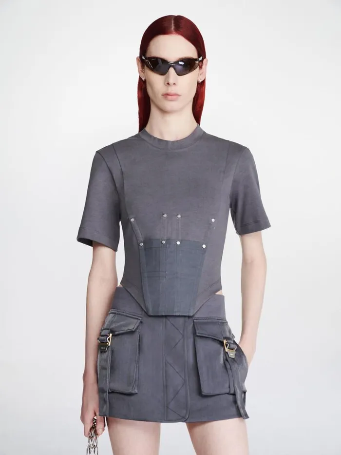 Dion Lee Tops WORKWEAR CORSET TEE Asphalt 8211 UnisexShop