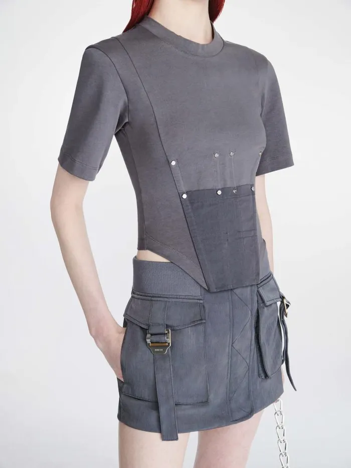 Dion Lee Tops WORKWEAR CORSET TEE Asphalt 8211 UnisexShop