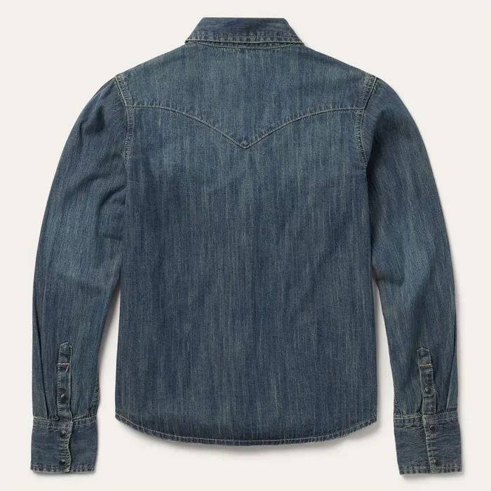 Dirty Denim Boyfriend Fit Shirt Blue Women Stetson Denim Shirts