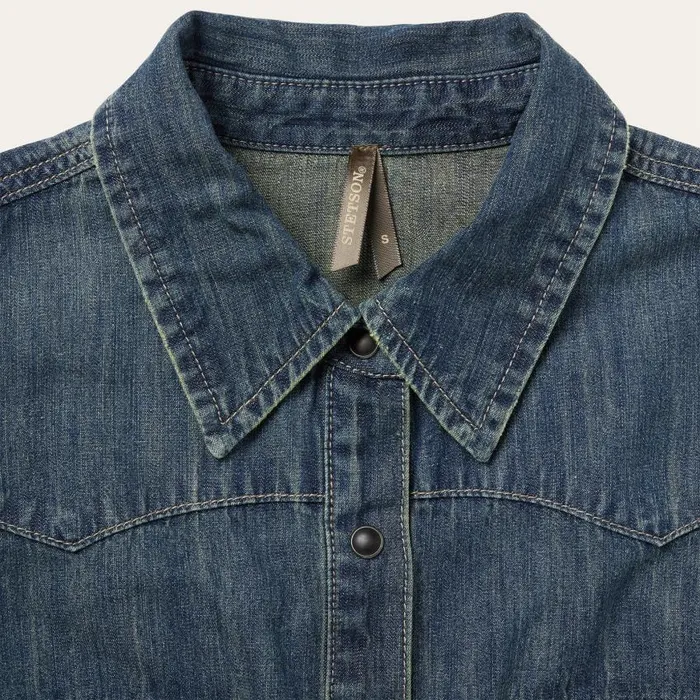 Dirty Denim Boyfriend Fit Shirt Blue Women Stetson Denim Shirts