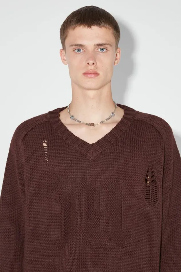 Distressed Knit Brown Men MISBHV Knitwear