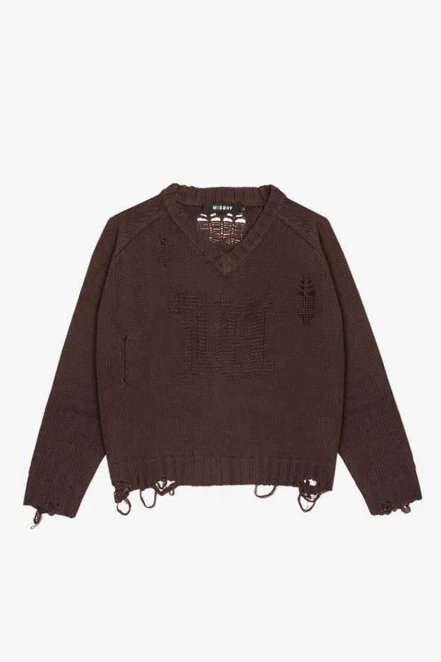 Distressed Knit Brown Men MISBHV Knitwear