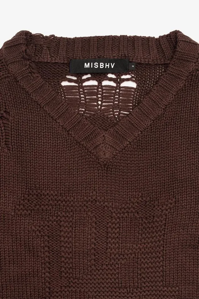Distressed Knit Brown Men MISBHV Knitwear