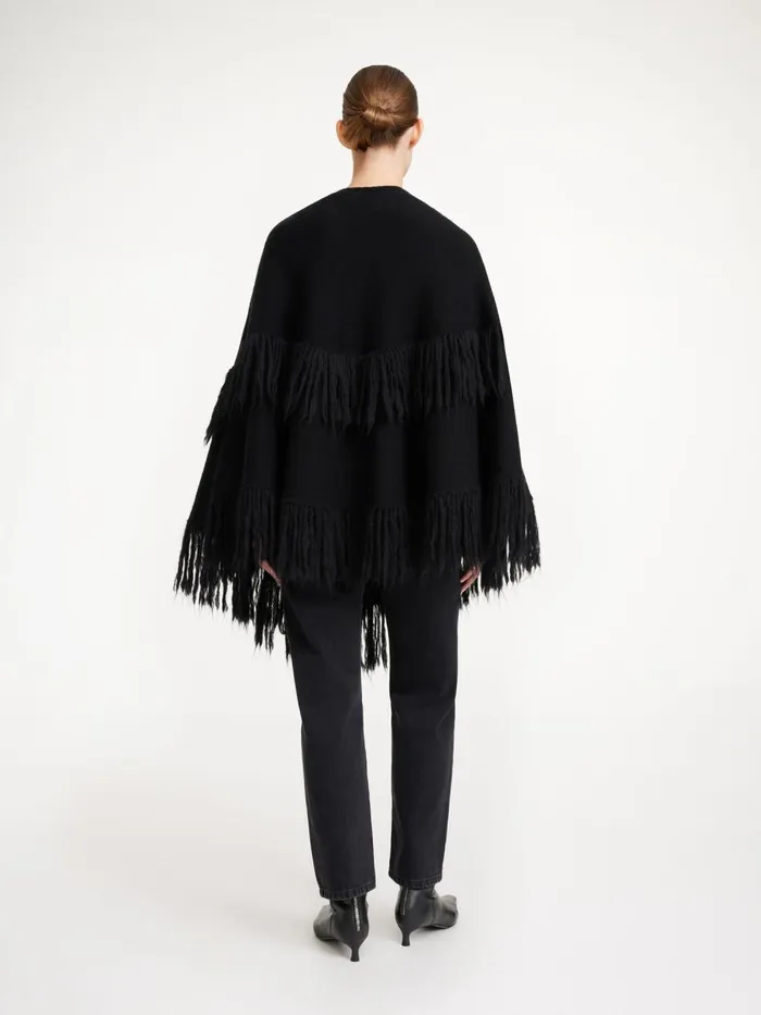 Dixi Wool Poncho Black Women By Malene Birger Coats and Jackets