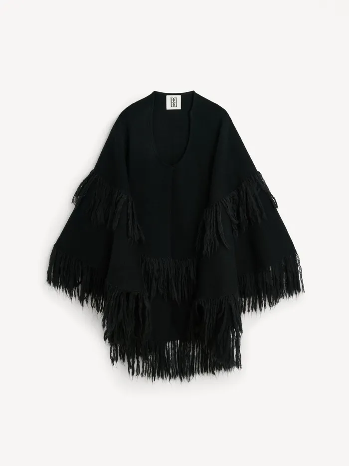 Dixi Wool Poncho Black Women By Malene Birger Coats and Jackets