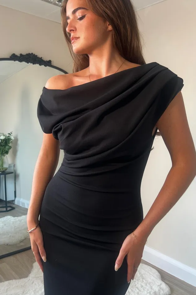 Donna Asymmetric Mini Dress Black Women Girl In Mind Mini Dresses
