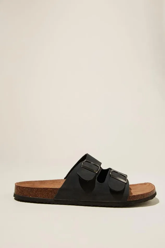 Double Buckle Sandal Black Men Cotton On Shoes