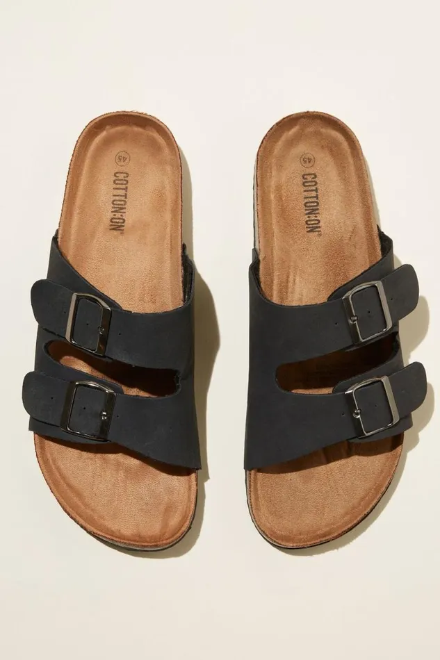 Double Buckle Sandal Black Men Cotton On Shoes Double Buckle Sandal Black Men Cotton On Shoes